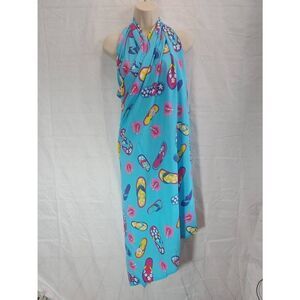 Dancing Gecko Women's One Size Aquamarine Flip Flops Design Sarong